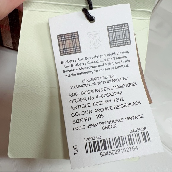 Burberry Mens Louis 35MM Pin Buckle Vintage Check with Black Reversible Belt NWT - Picture 3 of 5